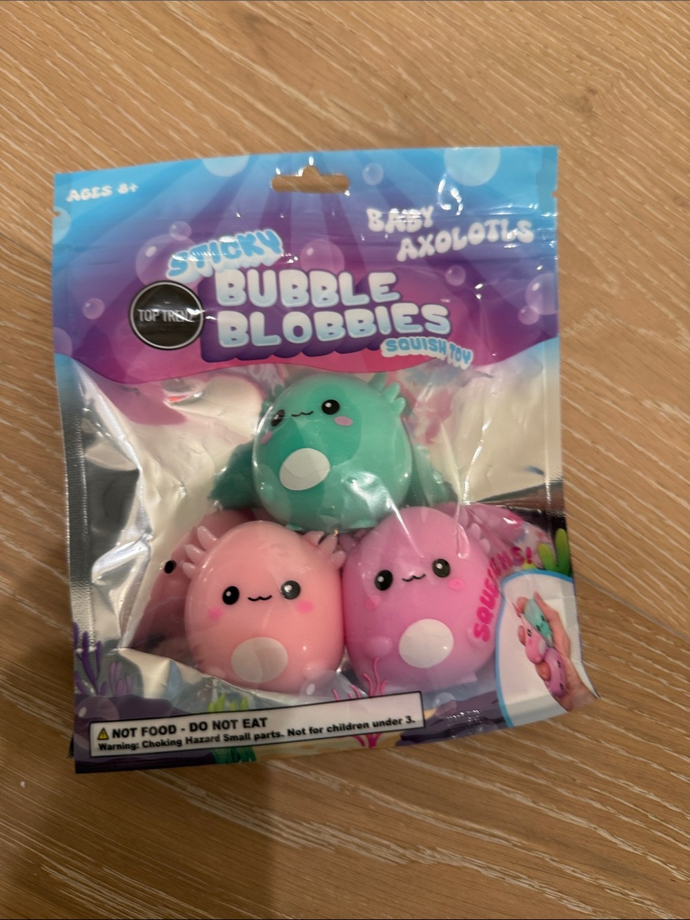 Bubble Blobbies Squish Toy Trio - Pink & Mint Baby Axolotls- Toy Trenz